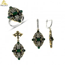 Gümüş Otantik Taşlı Set